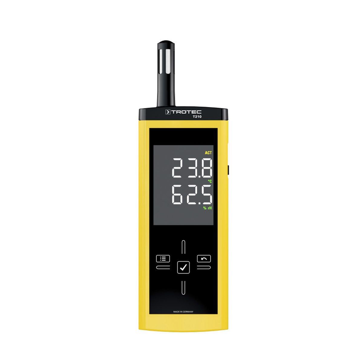 Thermohygrometer, T210, gelb/schwarz, -20-50°C, 0-100 % r.F. Thermohygrometer, T210, gelb/schwarz, -20-50°C, 0-100 % r.F.
