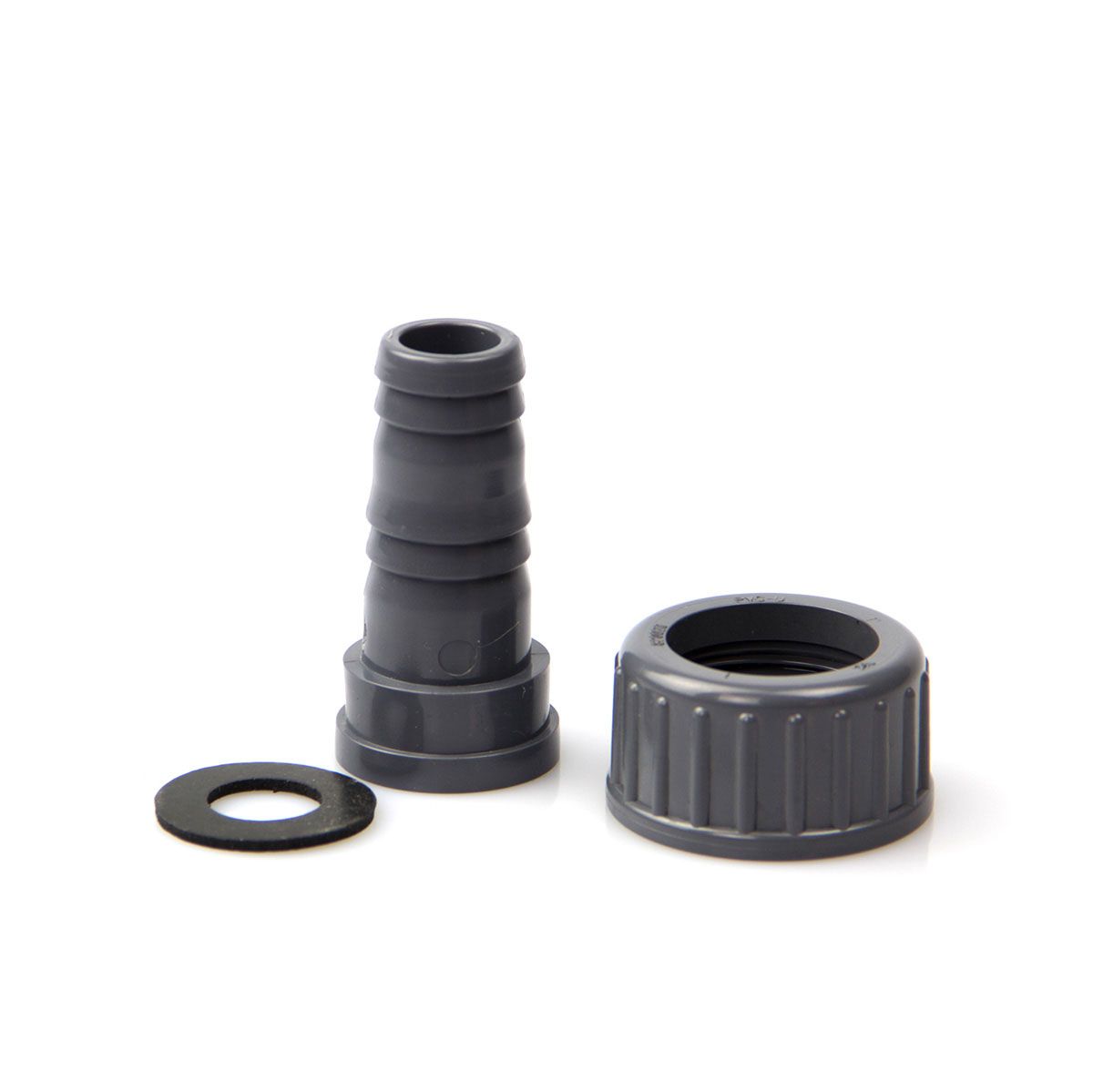Schlauchtülle mit Überwurfmutter, aus PVC, grau, 3/4' IG, d 16 mm Schlauchtülle mit Überwurfmutter, aus PVC, grau, 3/4' IG, d 16 mm