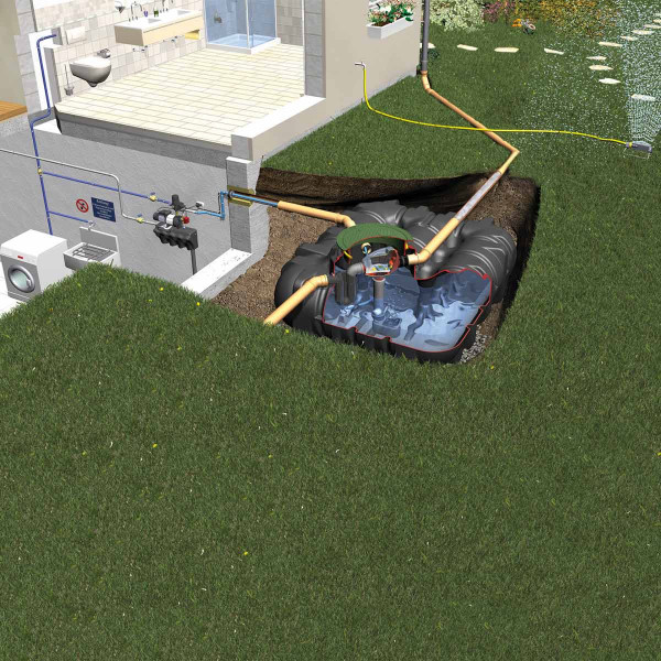 Haus- und Gartenanlage ECO, mit Flachtank, begehbar, 3000 l, 2450 x 2100 x 1050 mm