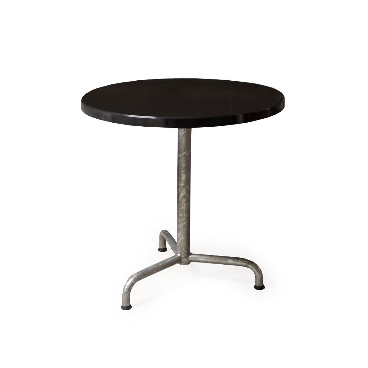 Table PRV noir, brillante, Piétement galv. à chaud 3-étoile Retro, D 70 x 3.5 cm, H 73 cm Table PRV noir, brillante, Piétement galv. à chaud 3-étoile Retro, D 70 x 3.5 cm, H 73 cm