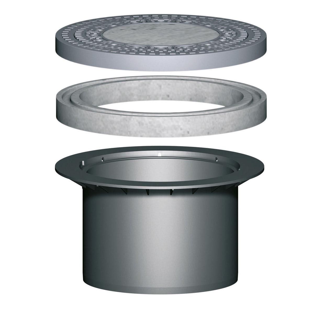 Teleskop-Domschacht Begu, schwarz, PKW-/LKW-befahrbar, H 460 mm, D 855 mm, d 600 mm Teleskop-Domschacht Begu, schwarz, PKW-/LKW-befahrbar, H 460 mm, D 855 mm, d 600 mm