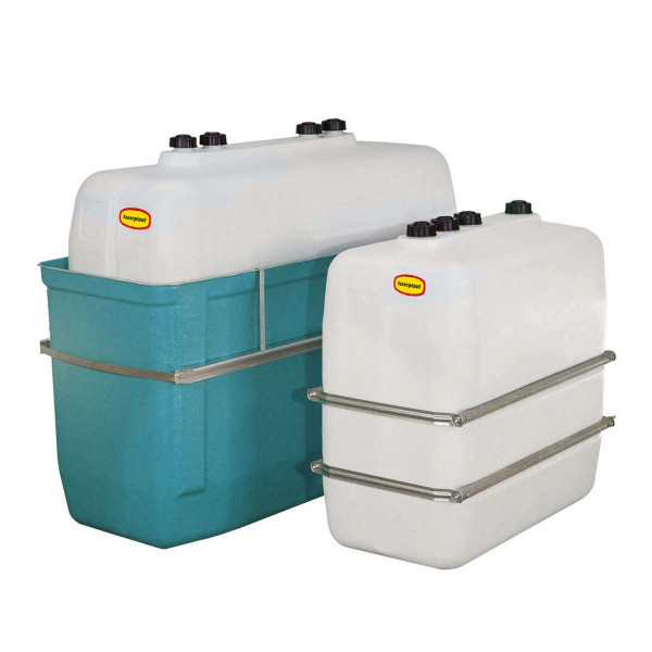 Heizöltank mit Auffangwanne, aus PE-HD/GFK, 2000 l, 2340 x 900 x 1690 mm