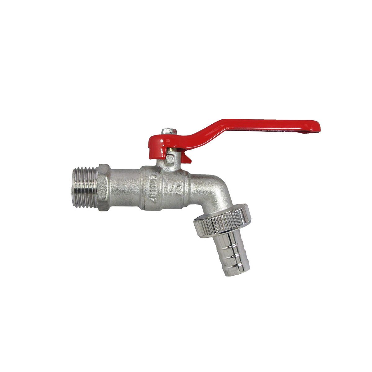 Kugelauslaufhahn, aus Messing, mit rotem Griff, 3/4' AG Kugelauslaufhahn, aus Messing, mit rotem Griff, 3/4' AG