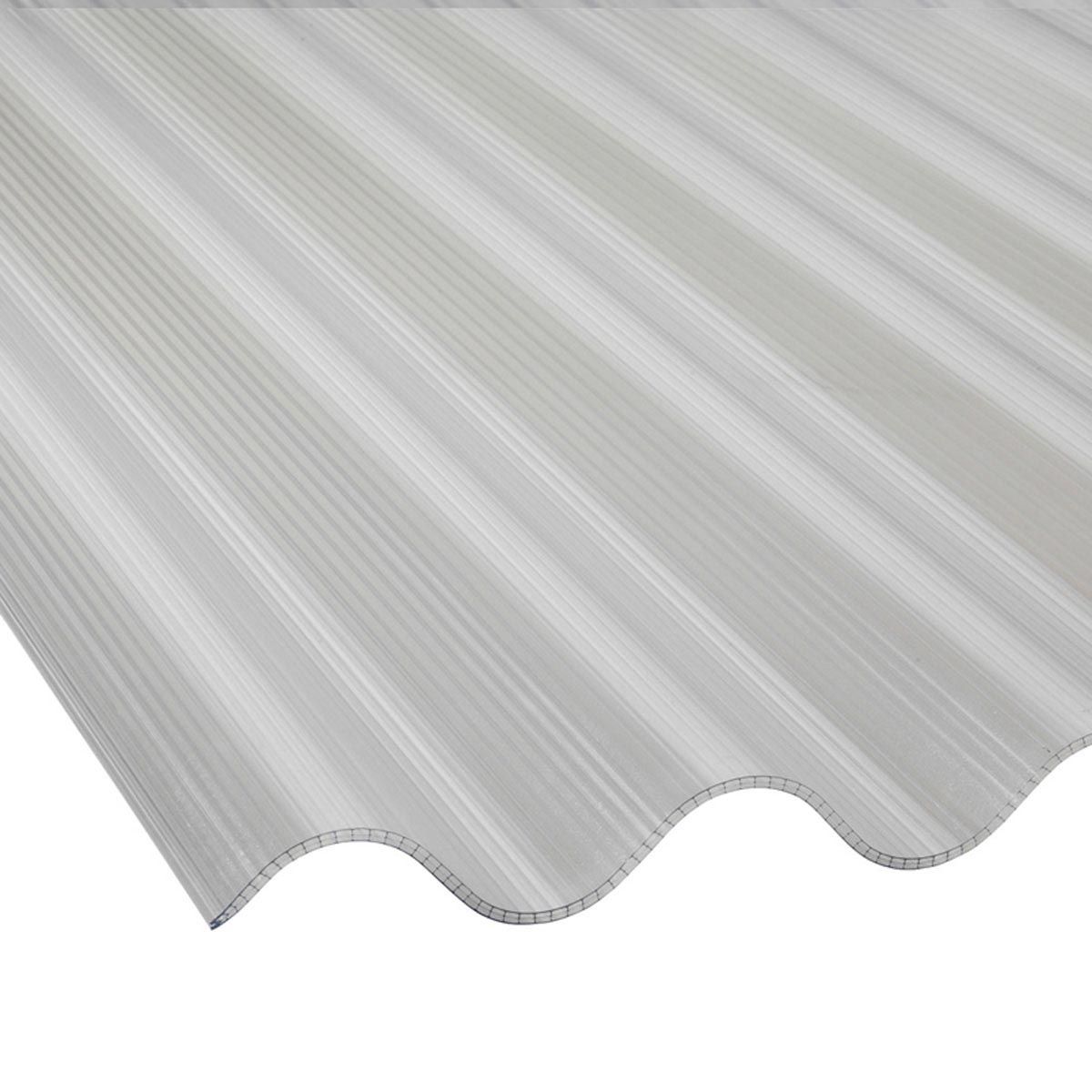 Wellplatte mit Zuschnitt, aus PC, transparent, 2500 x 920 x 6 mm Wellplatte mit Zuschnitt, aus PC, transparent, 2500 x 920 x 6 mm