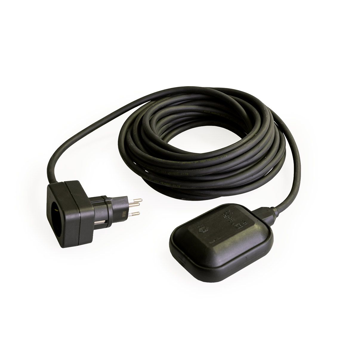 Schwimmerschalter, aus Kunststoff Kabel mit Zwischenstecker, 230 V, 10 m Schwimmerschalter, aus Kunststoff Kabel mit Zwischenstecker, 230 V, 10 m