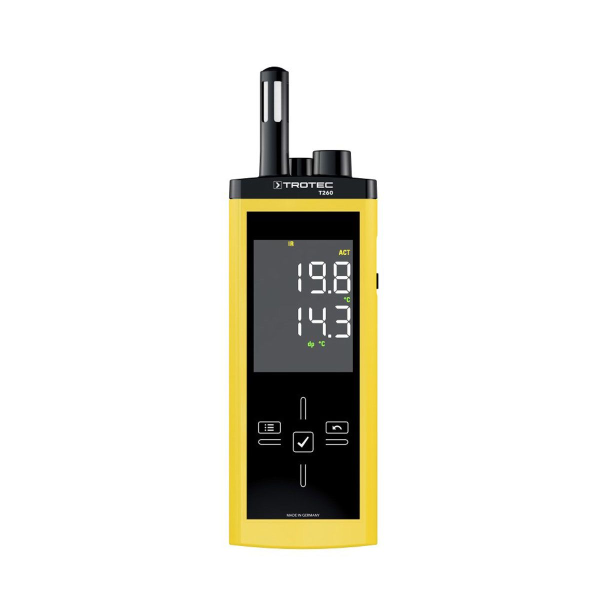 Infrarot-Thermohygrometer, T260, gelb/schwarz, -20-50°C, 0-100 % r.F. Infrarot-Thermohygrometer, T260, gelb/schwarz, -20-50°C, 0-100 % r.F.
