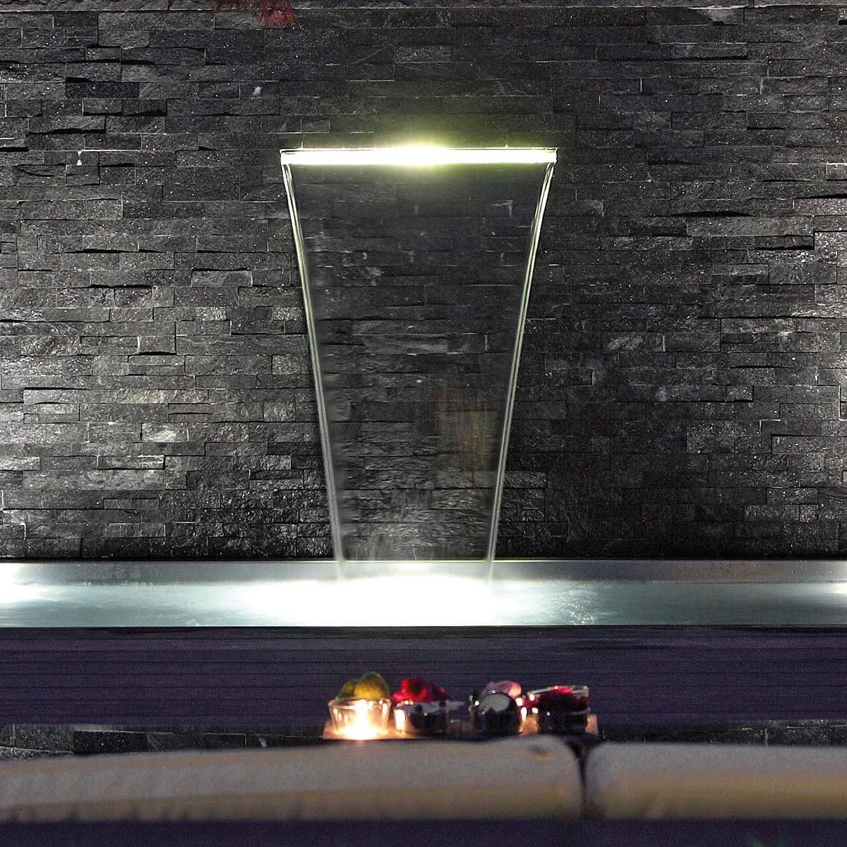 Wasserfall LED Niagara, aus Edelstahl, hellgrau gebürstet, 300 x 190 x 85 mm Wasserfall LED Niagara, aus Edelstahl, hellgrau gebürstet, 300 x 190 x 85 mm