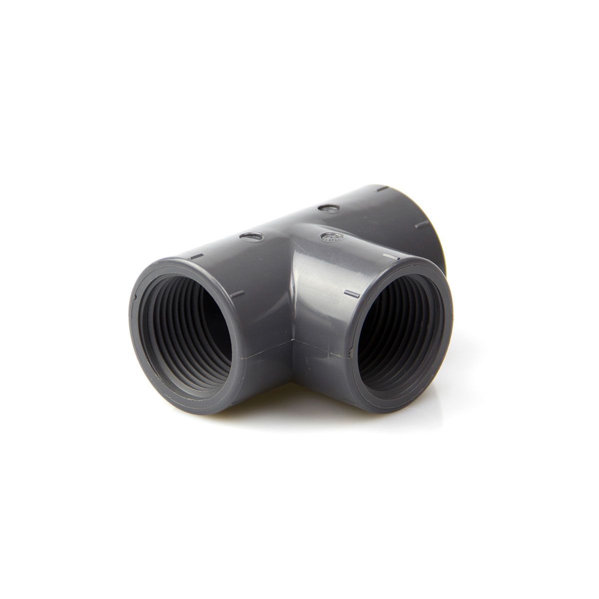 T-Stück 90° mit Gewinde, aus PVC, grau, 3/8' IG, PN 16 T-Stück 90° mit Gewinde, aus PVC, grau, 3/8' IG, PN 16