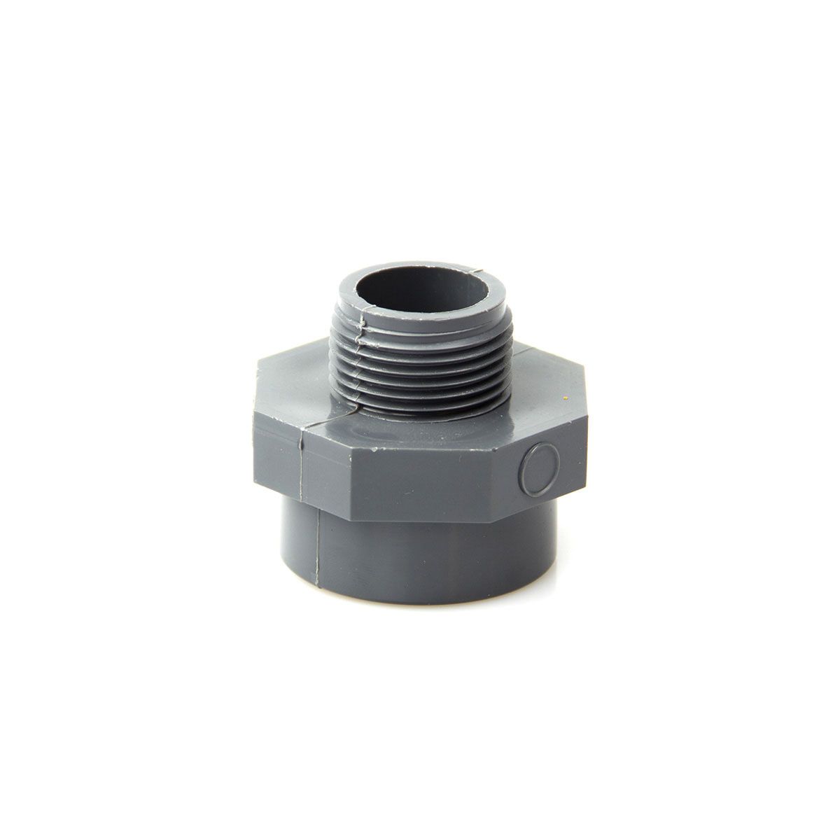 Reduktion mit Gewinde AG IG, aus PVC, grau, 1/2' AG, 3/4' IG, PN 16 Reduktion mit Gewinde AG IG, aus PVC, grau, 1/2' AG, 3/4' IG, PN 16