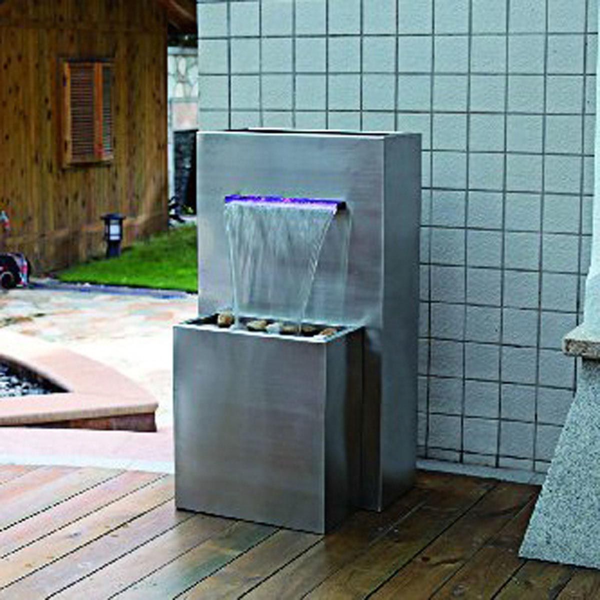 Wasserspiel Set Tower, aus Edelstahl, hellgrau glänzend, 500 x 440 x 890 mm Wasserspiel Set Tower, aus Edelstahl, hellgrau glänzend, 500 x 440 x 890 mm