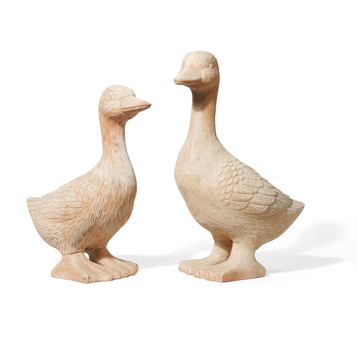 Couple de canards, en terre cuite, marron, 300 x 190/200 x 420/460 mm, 15 kg Couple de canards, en terre cuite, marron, 300 x 190/200 x 420/460 mm, 15 kg