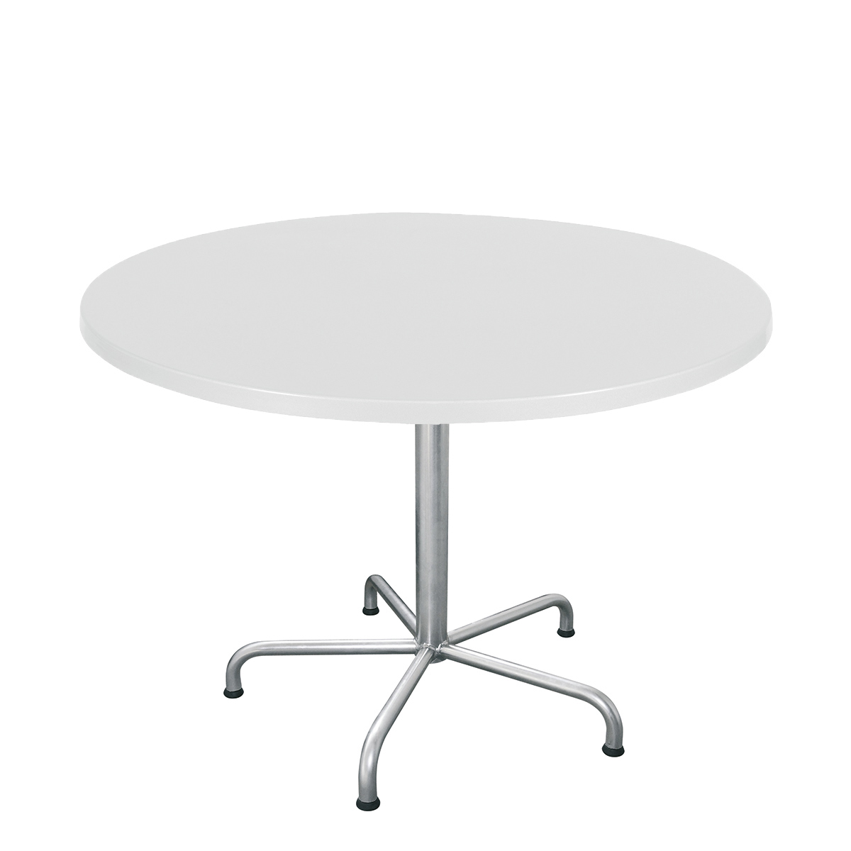 Table PRV blanc, brillant, Piétement électrozingué, 5-étoile Retro, D 100 x 3.5 cm, H 73 cm Table PRV blanc, brillant, Piétement électrozingué, 5-étoile Retro, D 100 x 3.5 cm, H 73 cm