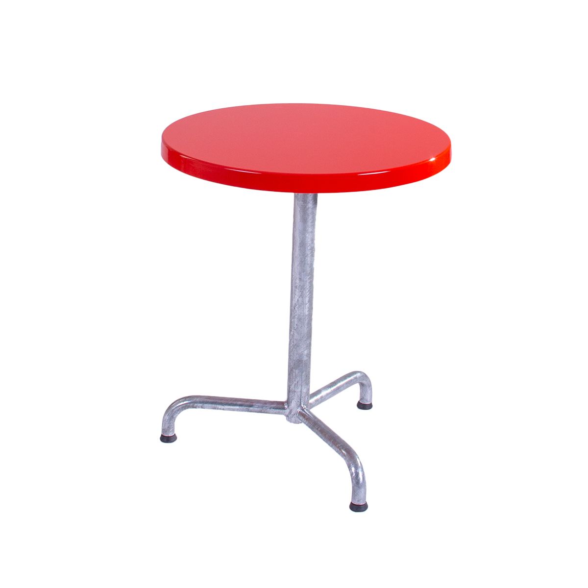 GFK Tisch verkehrsrot, glanz, Untergestell feuerverzinkt 3-Stern Retro, D 60 x 3.5 cm, H 73 cm GFK Tisch verkehrsrot, glanz, Untergestell feuerverzinkt 3-Stern Retro, D 60 x 3.5 cm, H 73 cm