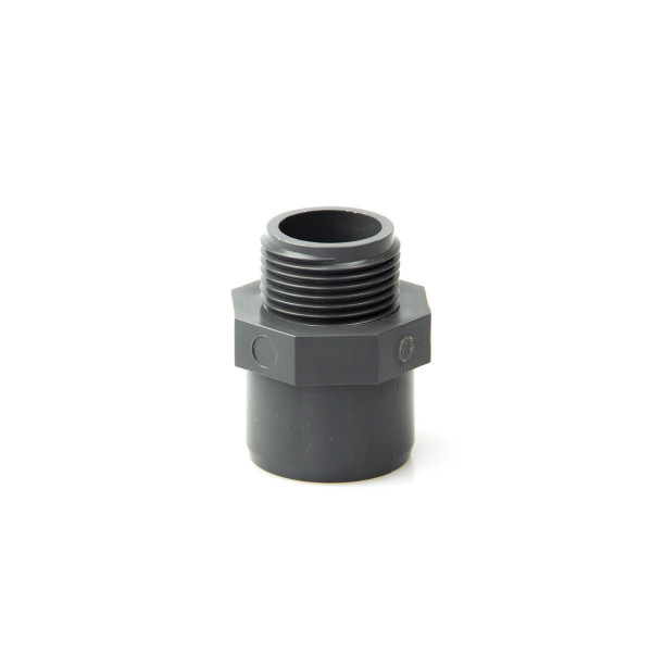 Reduktion Kleben/Gewinde AG, aus PVC, grau, d 16 x D 20 mm, 3/8' AG, PN 16