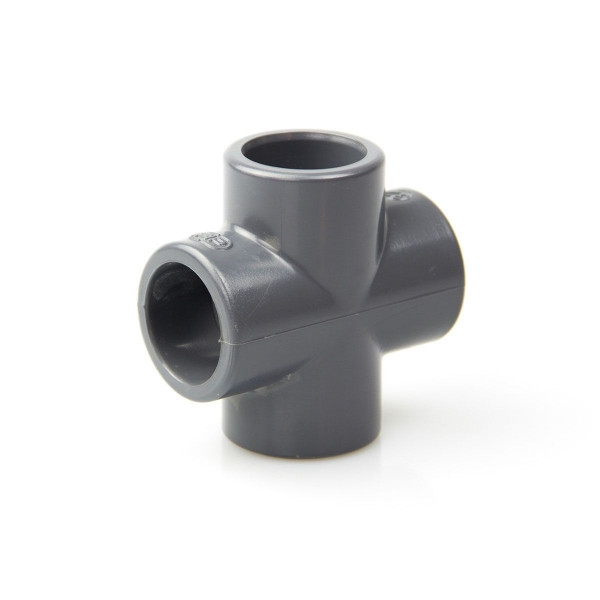 Kreuz zum Kleben, aus PVC, grau, d 25 mm, PN 16