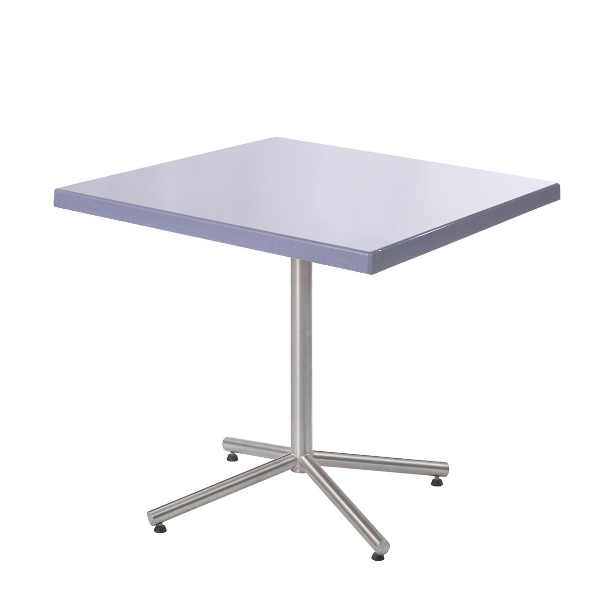 GFK Tisch silber, glanz, Untergestell galvanisch, 4-Stern Noble, 80 x 80 x 3.5 cm, H 73 cm GFK Tisch silber, glanz, Untergestell galvanisch, 4-Stern Noble, 80 x 80 x 3.5 cm, H 73 cm