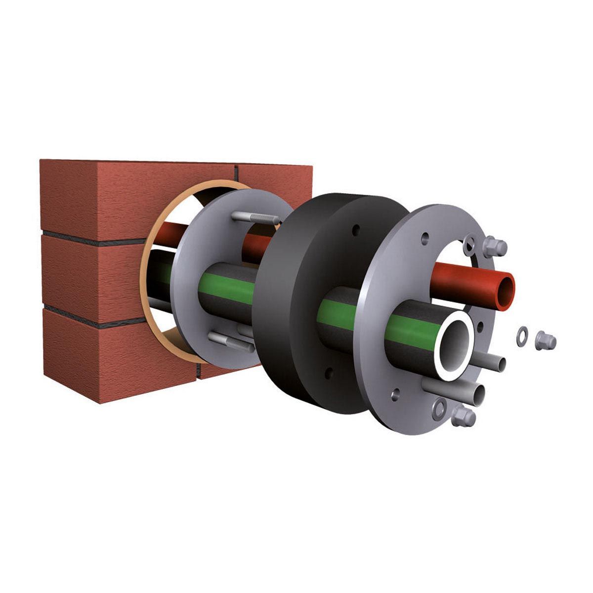 Mauerdurchführung DN 150, mit 2 Kabeldurchführungen, 1', 25 mm Mauerdurchführung DN 150, mit 2 Kabeldurchführungen, 1', 25 mm