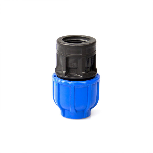 Muffenkupplung IG, aus PP, blau-schwarz, d 20 mm, 3/4' IG, PN 16