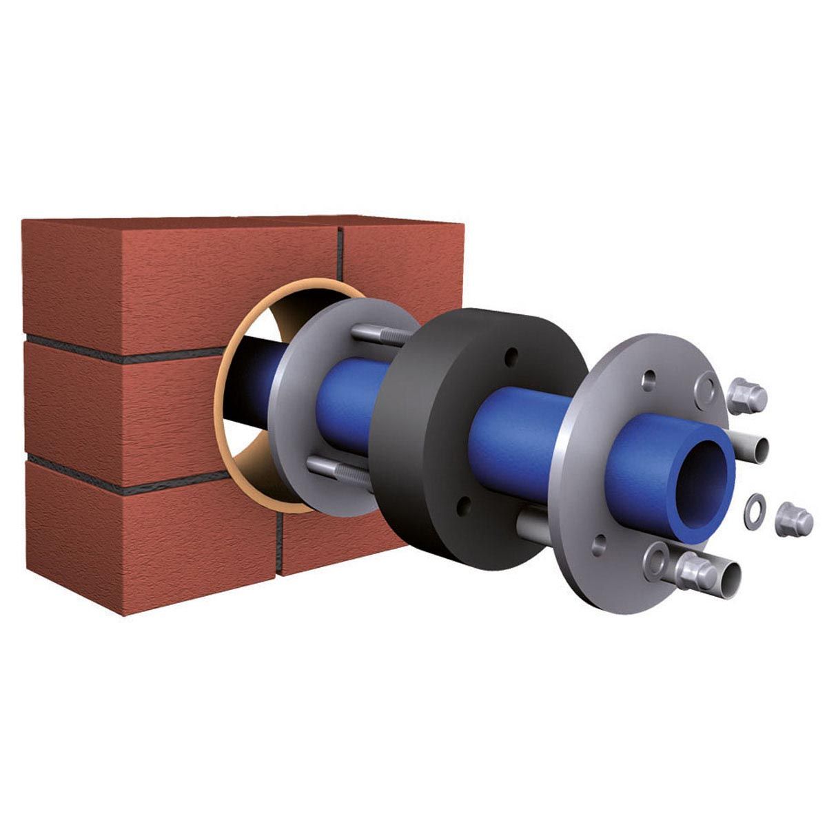 Mauerdurchführung DN 100, mit 2 Kabeldurchführungen, 1', 25 mm Mauerdurchführung DN 100, mit 2 Kabeldurchführungen, 1', 25 mm