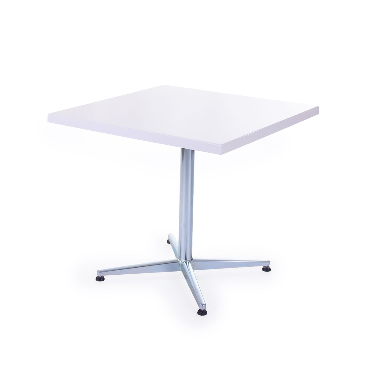 GFK Tisch weiss, glanz, Untergestell galvanisch, 4-Stern Basic, 80 x 80 x 3.5 cm, H 73 cm GFK Tisch weiss, glanz, Untergestell galvanisch, 4-Stern Basic, 80 x 80 x 3.5 cm, H 73 cm