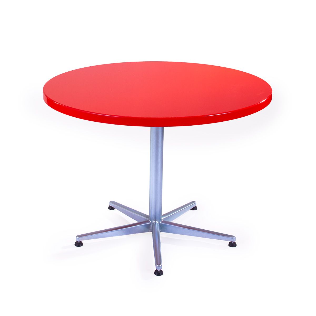 GFK Tisch verkehrsrot, glanz, Untergestell galvanisch, 5-Stern Basic, D 100 x 3.5 cm, H 73 cm GFK Tisch verkehrsrot, glanz, Untergestell galvanisch, 5-Stern Basic, D 100 x 3.5 cm, H 73 cm