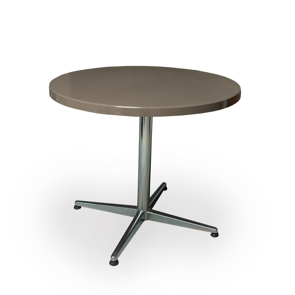 GFK Tisch beigegrau, glanz, Untergestell galvanisch, 4-Stern Basic, D 80 x 3.5 cm, H 73 cm GFK Tisch beigegrau, glanz, Untergestell galvanisch, 4-Stern Basic, D 80 x 3.5 cm, H 73 cm