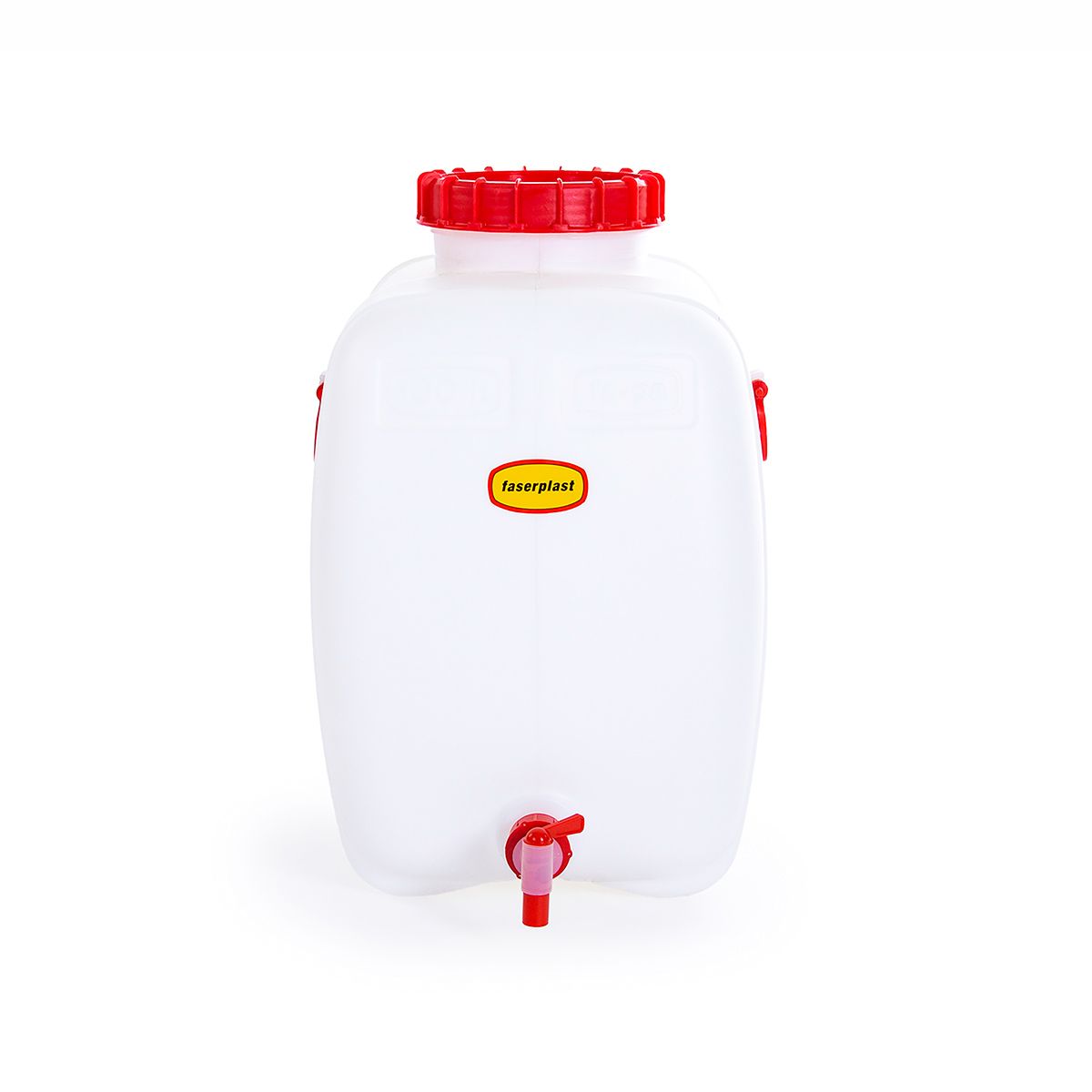 Getränkefass FAPA mit Auslaufhahn 22 mm, aus PE-HD, weiss-rot, 100 l, 590 x 415 x 659 mm Getränkefass FAPA mit Auslaufhahn 22 mm, aus PE-HD, weiss-rot, 100 l, 590 x 415 x 659 mm