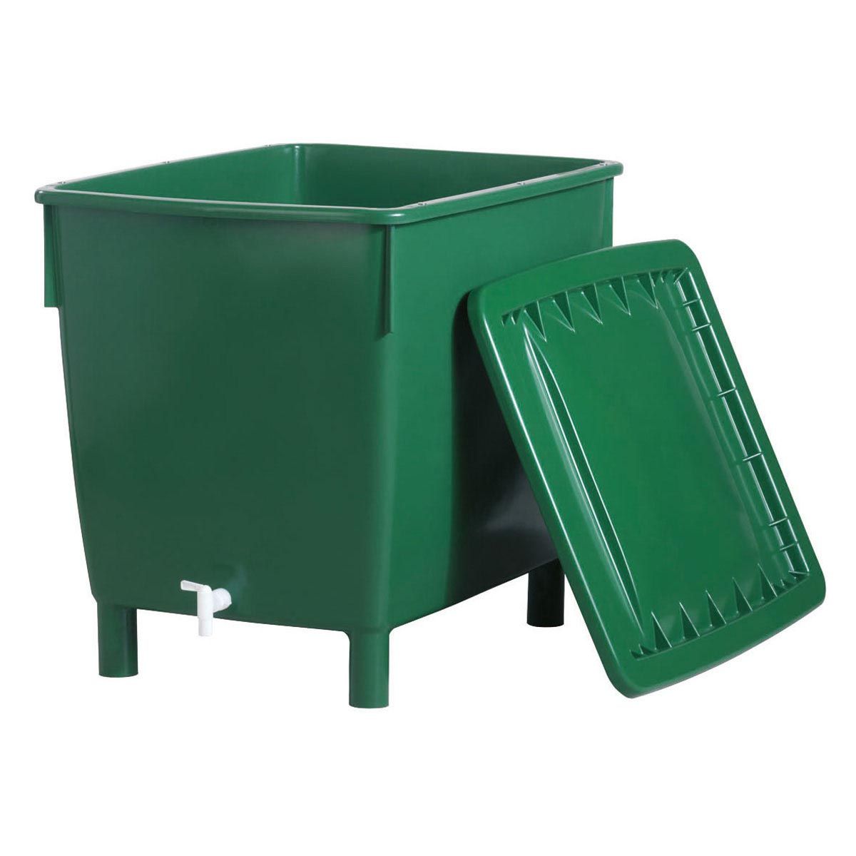 Regentonne, aus PP, grün, eckig, 200 l, 810 x 630 x 690 mm Regentonne, aus PP, grün, eckig, 200 l, 810 x 630 x 690 mm